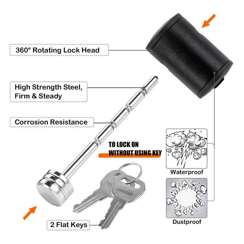 CZC AUTO Trailer Tongue Coupler Lock Adjustable Trailer Coupler Pin Lock, Dia 1/4 Inch, 3 Inch Effectice Length Fits 1 Inch to 3 Inch Latch-Type Coupler for Towing Boat Truck RV Car Trailer - Image 3